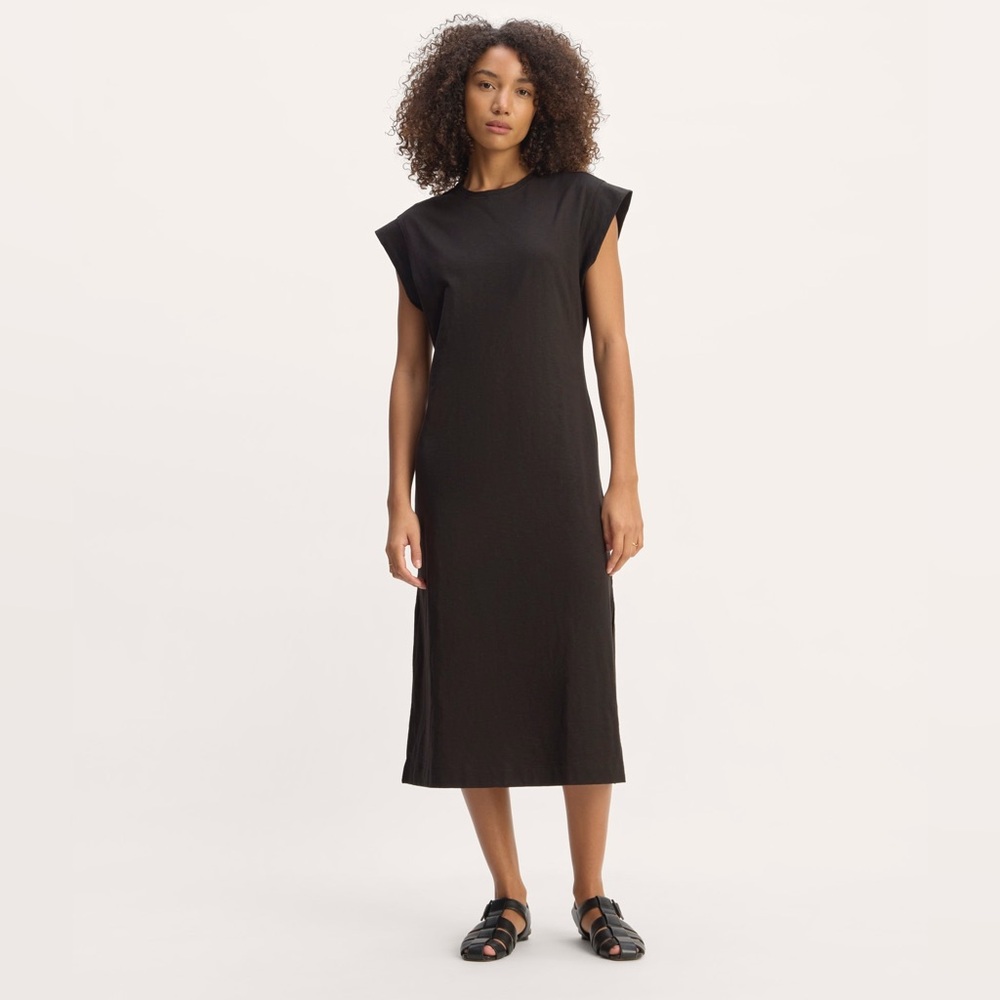 Everlane Black Sleeveless Midi T-Shirt Dress